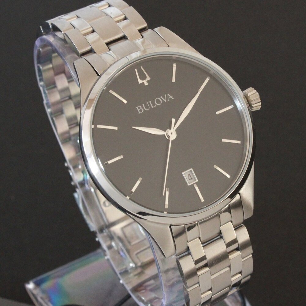 Bulova Ladies Classic Quartz Watch Black Dial Stainless Case Bracelet 36mm - Picture 2 of 11